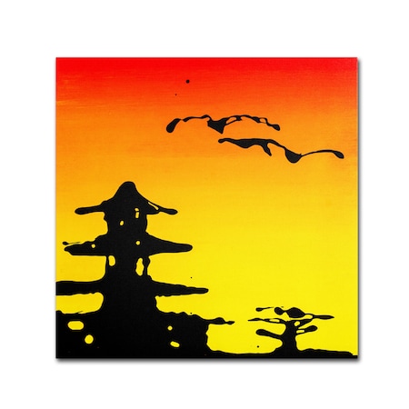 Roderick Stevens 'Pagoda Sunset' Canvas Art,14x14